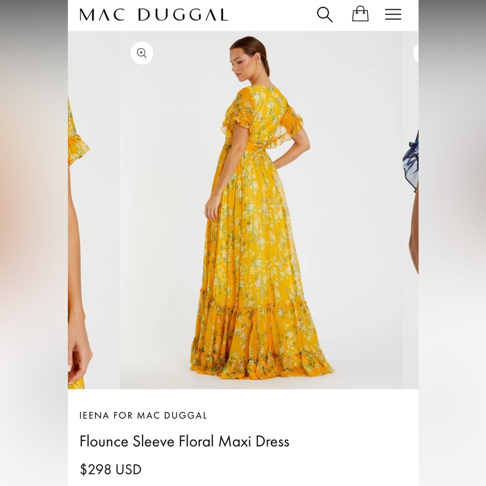 IEENA FOR MAC DUGGAL
Flounce Sleeve Floral Maxi Dress